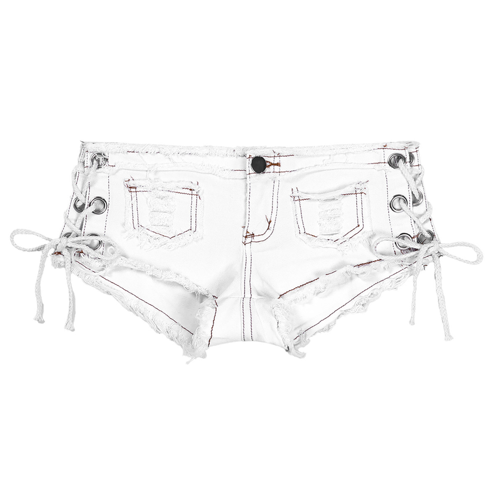 女性用セクシーカットオフローウエストデニムショートパンツ、レ - Shorts Denim Frayed のレビューと価格