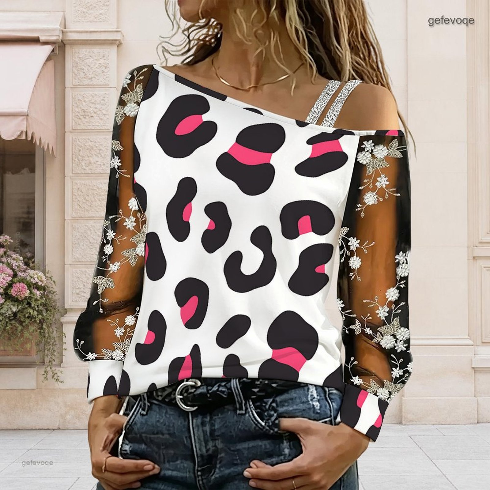 女性用オフショルダーブラウス、アシンメトリーなワンショルダー - Blouse Off Shoulder のレビューと価格
