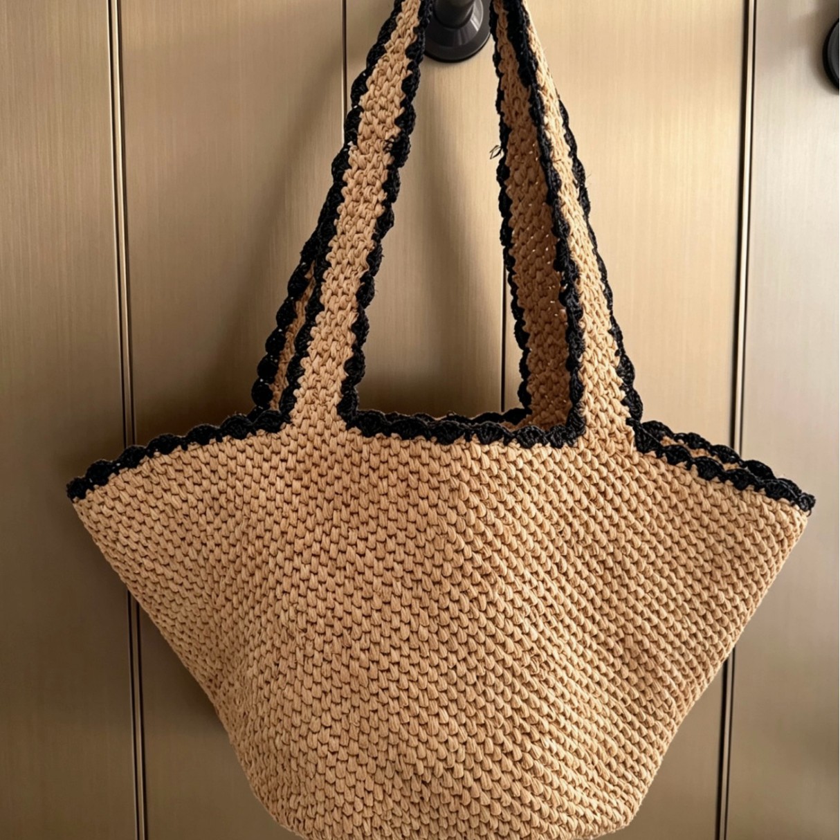 新しいラフィアのリボン付き手編みビーチバッグ、女性用夏の麦わ - Crochet Bag Raffia のレビューと価格