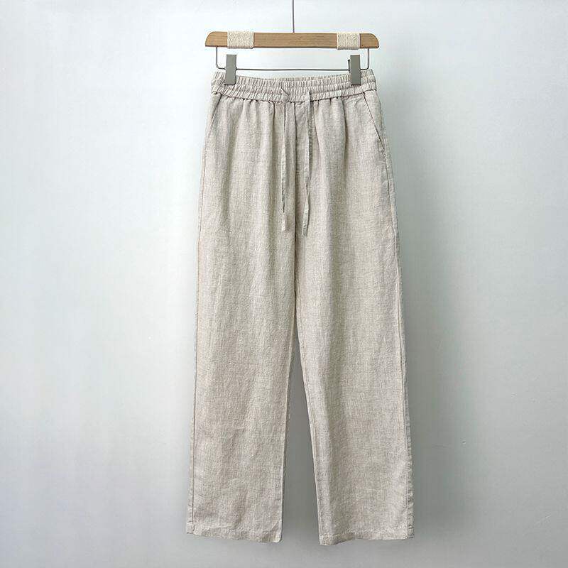 高級ピュアリネンメンズサマーパンツ、ルーズワイドレッグストレ - Linen Pant Wide のレビューと価格