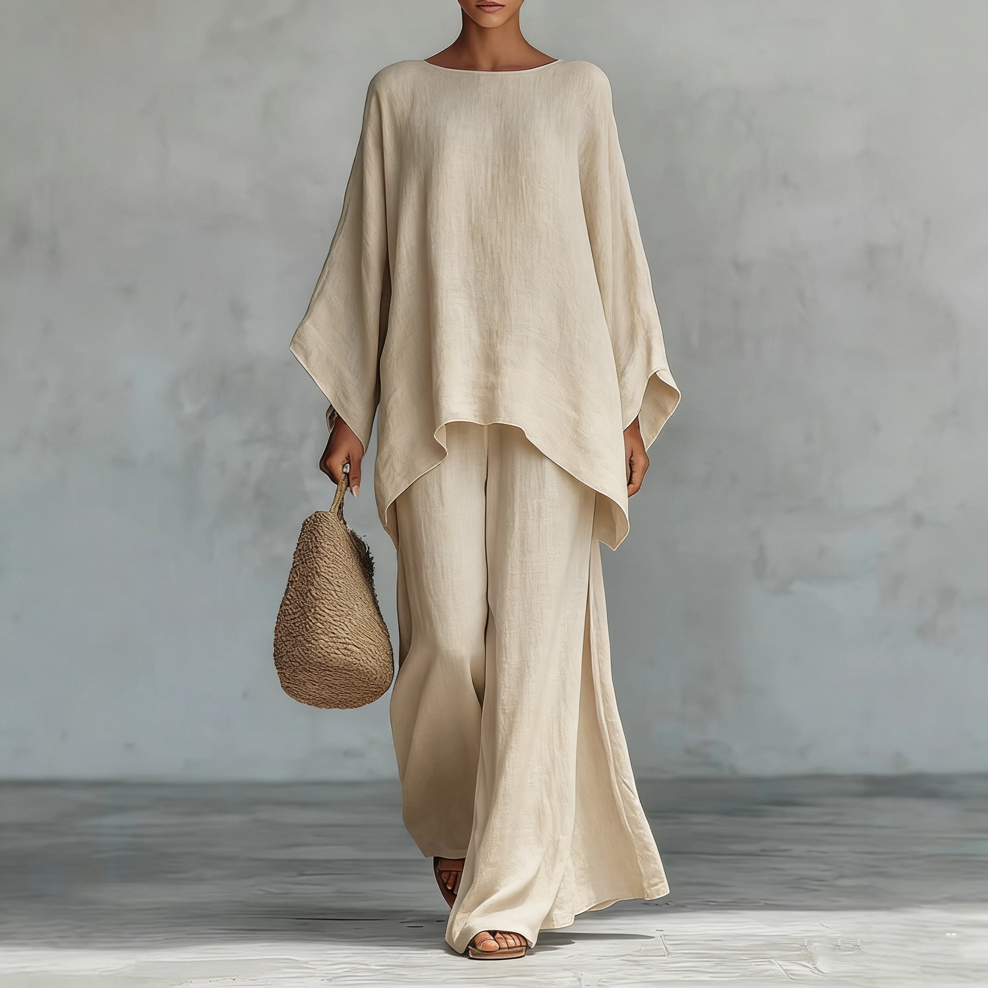 2026年欧米新作モデル：女性用シンプルでリラックス感のある - Linen Pant Wide のレビューと価格