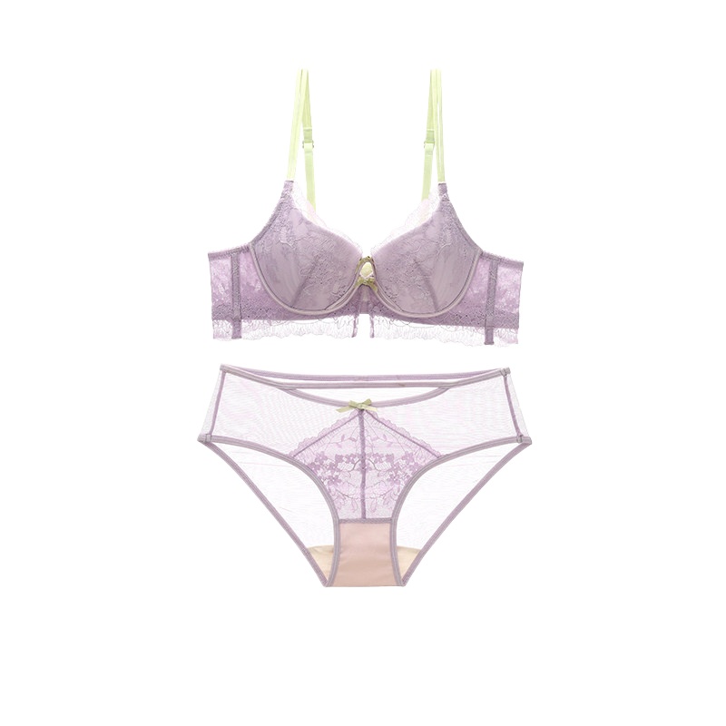 新しいガーリーな甘いレースの女性用下着セット、ワイヤーなしの - Bralette Triangle Set のレビューと価格