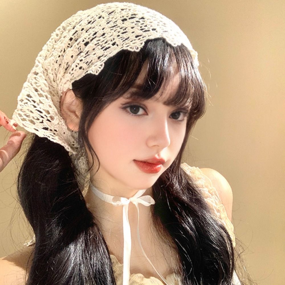 甘いシースルーメッシュ花柄レーススカーフ、中空デザイン、多用 - Headband Summer Knit のレビューと価格