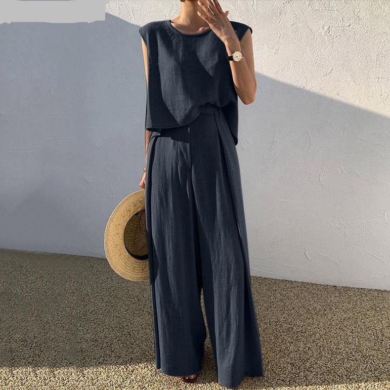 2ピース レディースセット 2026春夏新作 綿麻 ルーズ  - Linen Pant Wide のレビューと価格